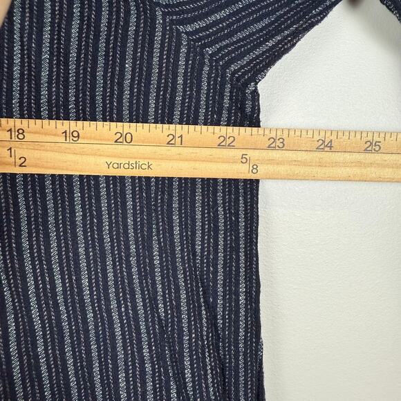 Wrap London Popover Dress Women's 14 Navy Blue Gray Striped Long Sleeve Preppy - Picture 8 of 9